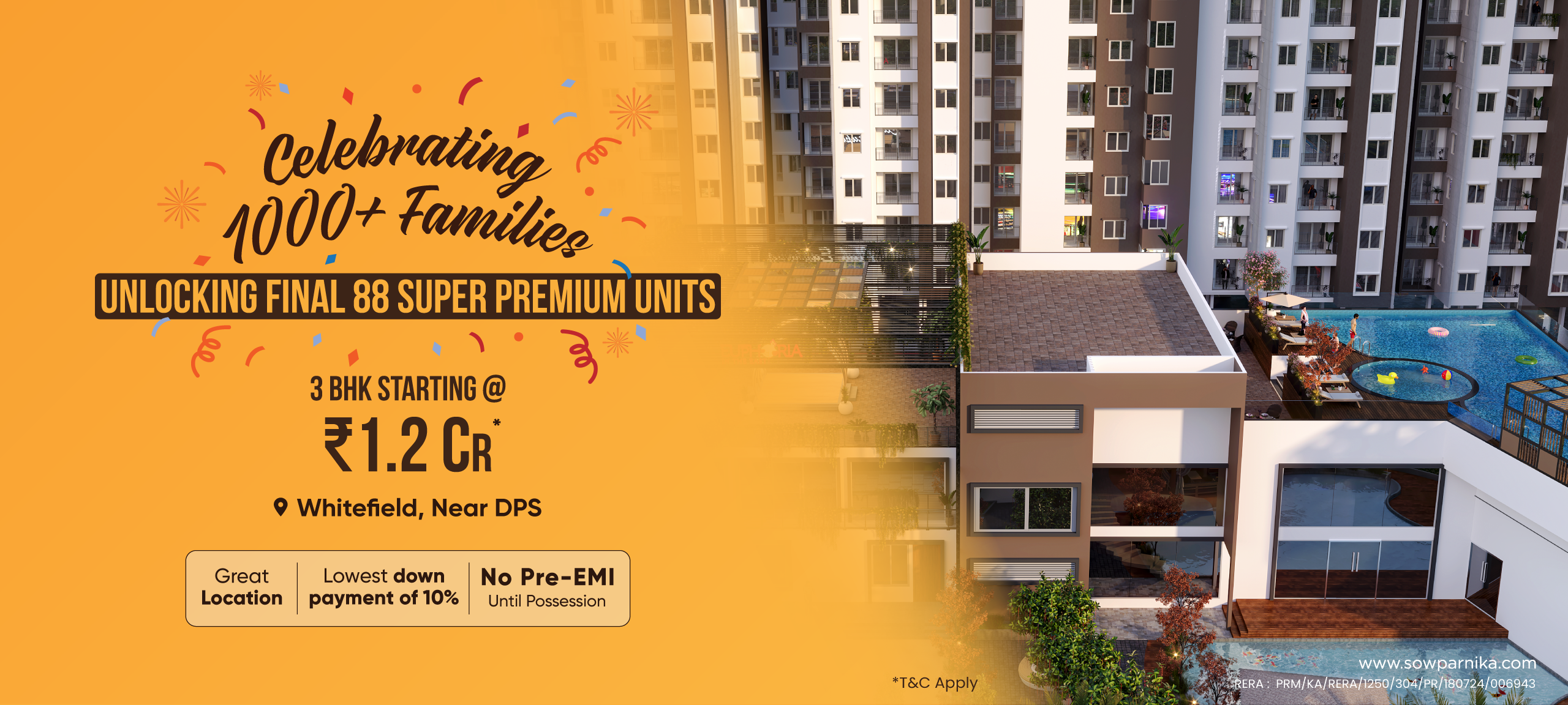 Euphoria in the East - Premium Apartments in Whitefield with Just 5% Down Payment and No Pre-EMI Until Possession.